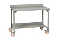 Little Giant WM-2860 Steel Welded Mobile Workbench with Backstops and 5" Polyurethane Wheels, 1200 lbs Capacity, 60" Width x 36" Height x 28" Depth