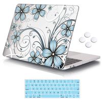 iCasso MacBook New Pro 13 Case 2017 and 2016 Release Hard Shell Cover for Newest MacBook Pro 13" Retina Model A1706/A1708 with/Without Touch Bar and Touch ID with Keyboard Cover-Clear Blue Flower