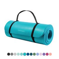 Retrospec Solana Yoga Mat 1" Thick w/Nylon Strap for Men & Women - Non Slip Excercise Mat for Yoga, Turquoise, 1 inch