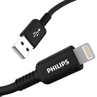 Philips USB Charging Cable with Lightning Connector, 6 Ft Long Cord, Apple MFi Certified, Compatible w/Apple iPhone Xs Max/XS/XR/X/8 Plus/8/7 Plus/7/SE, iPad, iPad Mini, iPad Air, Black, DLC4106V/37