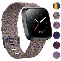 DAIKA Woven Bands Compatible with Fitbit Versa 2 /Versa/Versa Lite Stylish Fabric Wristbands with Stainless Steel Buckle Fits for Women Men, Large Small