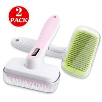 YLONG Pet Grooming Brushes Set Self-Cleaning Slicker Brush and Massage Brush for Dogs and Cats Easy to Clean Pet Deshedding Grooming Tools for Long haired to Short haired(2Packs,Pink and Green)