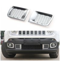 Dwindish 2 PCS Chrome ABS Front Bumper Grill Air Vent Outlet Cover Trim for Jeep Renegade 2015 Up