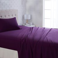 AmazonBasics Lightweight Super Soft Easy Care Microfiber Sheet Set with 16" Deep Pockets - Full, Plum