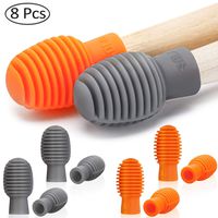 8 Pieces Drum Mute Drumstick Silent Tip Drum Dampener Accessory Rubber Practice Percussion Tips Mute Replacement Drum Practice Tips (Orange and Grey)