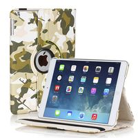 TNP Apple iPad Air Case (iPad 5th Gen, 2013 Model) Tablet - 360 Degree Rotating Stand PU Leather Smart Cover Case with Built-in Magnet for Auto Sleep & Wake Feature & Stylus Holder, Camouflage Green