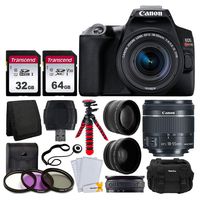 Canon EOS Rebel SL3 Digital SLR Camera (Black) + EF-S 18-55mm f/4-5.6 IS STM Lens + 58mm 2X Professional Telephoto & 58mm Wide Angle Lens + 32GB & 64GB Memory Card + Case + Tripod + 3 Piece Filter Kit