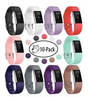 Fundro Replacement Bands Compatible with Fitbit Charge 2, Classic & Special Edition Adjustable Sport Wristbands Small Large (10-Pack, Small)