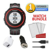 Garmin Forerunner 220 GPS Heart Rate Monitor - Black and Red Running Watch Bundle with Charger and Screen Protectors
