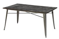 DHP Fusion Metal Rectangular Dining Table with Wood Table Top, Distressed Metal Finish for Industrial Appeal, Antique Gun Metal