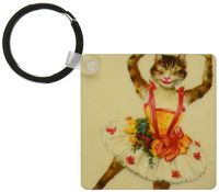3dRose Cat Ballerina Key Chains, Set of 2 (kc_172506_1)
