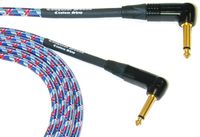Conquest Sound CQCAA10-19 OLD GLORY 10-Feet Guitar Instrument Cable with Red, White, Blue Woven Jacket and Neutrik Gold Right Angle Plugs