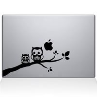 The Decal Guru Two Owls on a Branch Decal Vinyl Sticker, 15" MacBook Pro (2015 & Older Models), Black (2353-MAC-15P-BLA)