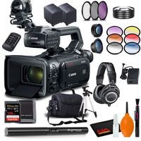 Canon XF405-E Camcorder (PAL) with Shotgun Mic, Studio Monitor Headphones, Extra Battery, Filters, Memory Card and More