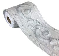 Elegant Silver Grey Floral Molding Wallpaper Border Peel Stick Home Ceiling Decorative Border for Bathroom Living Room Kitchen 4inch by 16.4inch