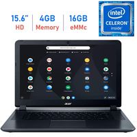 Acer Premium 15.6'' Chromebook HD ComfyView Display Laptop (Intel Dual-Core Celeron 1.6GHz, 4GB Memory, 16GB eMMC Storage, WiFi, Bluetooth, Webcam, HDMI, Up to 12 hrs Battery, USB 3.0, Chrome OS)
