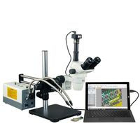 OMAX 2X-270X 9MP Digital Simul-Focal Zoom Stereo Microscope with 150W Cold Y Fiber Light and Ball Bearing Double Bar Boom Stand
