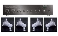 Warehouse Paging PA Sound System- Amp, 4 Horn PA Speakers +, 70-Volt