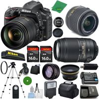 ZeeTech Ultimate Bundle for D750 Digital SLR with 18-55mm VR Lens + 55-300mm VR + Starter Kit + Tripod + 2pcs 16GB Memory + Reader + Case + Wide Angle + Telephoto + Flash + Filter