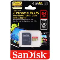 SanDisk Extreme Plus 64 GB Class 10 UHS-I U1/U3 microSDXC Memory Card