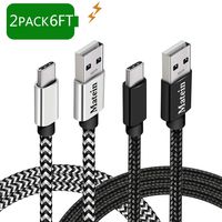 Charging Cable for Galaxy S10, 6Ft 2 Pack USB Type C Cable Extra Long Braided Fast Charger Cord, Matein USB C to USB A Charger Cables for Samsung S9 S8 Note 10 9 8, Google Pixel 3 2 XL, Black&White