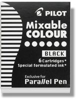 PILOT Parallel Mixable Color Ink Refills for Calligraphy Pens, Black Ink, 6-Pack (77305)