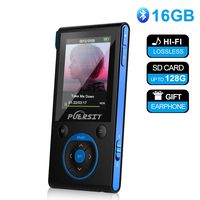 16GB MP3 Player with Bluetooth,HiFi Bluetooth MP3 Player 50 Hours Playback Portable Music Player Lossless Sound Media Player by Puersit(Black+Blue)