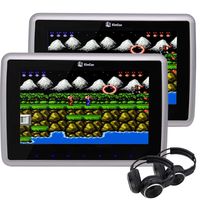 EinCar Double Car Headrest DVD Player with Pair of Headset 9'' LCD Dual Screen Portable Rear Seat Monitor-Black Support USB/SD HDMI Input IR FM Ttransmitter 32 Bits Game with Game Disc Remote Control