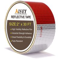AISEY 2" X 30ft Reflective Safety Tape DOT C2 Red White for Trailers 2 Inch - Reflector Conspicuity Tape High Intensity Grade