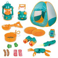 FUN LITTLE TOYS Kids Play Tent, Pop Up Tent with Kids Camping Gear Set, Outdoor Toys Camping Tools Set for Kids, 18 Pieces