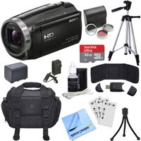 Sony HDR-CX675/B Full HD Handycam Camcorder Bundle includes HDR-CX675/B Handycam, Filter Kit, Battery, Charger, 32GB microSDHC Memory Card, Tripod, Bag, Cleaning Kit, Beach Camera Cloth and More!