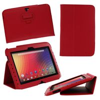 rooCASE Google Nexus 10 Ultra-Slim (Red) Vegan Leather Folio Case Tablet with Multi Angle Stand (Built-in Sleep/Wake Feature)