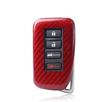 100% Carbon Fiber Case For Lexus Key Fob, Genuine Carbon Fiber Cover For Lexus ES GS IS LX NX RX RC RC-F Smart Keyless Fob Remote Key, Men's Car Key Fob Case Women's Fob Cover - Red - 4 Buttons