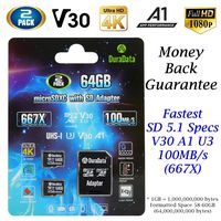 2-Pack 64GB MicroSD Card Plus Adapter - Amplim 2X 64 GB Micro SD SDXC Memory Card 100MB/s V30 A1 U3 UHD 4K Video MicroSDXC Card for GoPro Camera Galaxy LG Moto Xperia Nintendo Canon Nikon DJI Fire