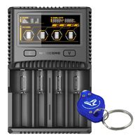 Nitecore SC4 Superb Charger Speedy Charger for 18650 17650 17670 RCR123A 16340 14500 Batteries w/LumenTac Keychain Light