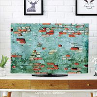 Homenon Wall Indoor POP TV dust Cover,Cover Type 47 inch LCD TV 3D Printed with Fragment of Brickwork Close up Old Damaged Dramatic Wrecked Grunge Texture,Quality Waterproof Polyester Protect Your TV