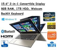 High Performance Toshiba Satellite Truelife 15.6" P55W FHD(1920x1080) Convertible 2-in-1 TouchScreen Laptop, Intel i7-6500U, 8GB RAM, 1TB HDD, Windows 10