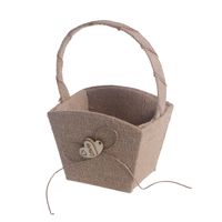 ULTNICE Vintage Burlap Hessian Flower Girl Basket for Wedding