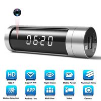 Hidden Spy Camera Clock Cam, WiFi 1080P Aluminum Alloy IP Network Camera Alarm with Built-in 1000mAh Power Bank/ 150 Wide Angle/iOS & Android APP or PC Remote Control/Night Vision/Motion Detection