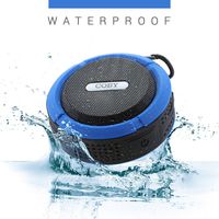 Coby Waterproof Shower Speaker - Portable - Wireless Bluetooth - Water Resistant - Pool Party/Bathroom Music - Mic & Answer Button Media Shortcut Rugged & Compact Built in Suction Cup (Blue)