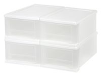 IRIS 7 Quart Stacking Drawer, 4 Pack, White