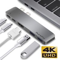 PureFix USB C Hub, Fastest 40Gb/s Type-C 5 in 1 Multi-Port Hub Adapter for MacBook Pro 13" / 15" / 16" with Thunderbolt 3, 2 USB 3.1 Ports and 4K HDMI Out, Pass-Through Charging (Space Grey)