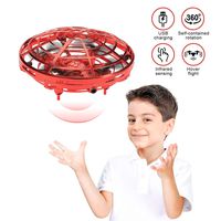Mini Drones for Kids with 2 Rechargeable Batteries, Boy Toys Hand Controlled Flying Ball Drone Toys with 2 Speed, Indoor Outdoor Toys with LED Light, Flying Toys for Girls and Boys, Red.