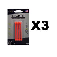 Nite Ize Gear Tie 3" Bright Orange Reusable Rubber Twisty Ties (3-Pack of 4)