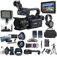 Canon XA15 Compact Full HD Camcorder with SDI, HDMI, and Composite Output Filmmaker Bundle. W/Extra Battery, Case, LED Light, External Monitor, Professional Mic, Sony Headphones, Tripod and More