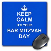 3dRose 8 x 8 x 0 25 Inches Keep Calm its Your Bar Mitzvah Day Blue Good Luck Encouraging Message Boys Jewish 13th Birthday Mouse Pad (mp_157641_1)