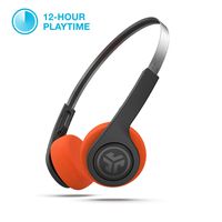 JLab Audio Rewind Wireless Retro Headphones | Bluetooth 4.2 | 12 Hours Playtime | Custom EQ3 Sound | Music Controls | Noise Isolation | with Microphone | Throwback 80s 90s Design | Black