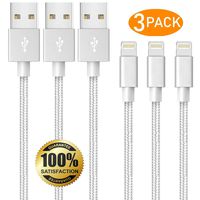 Boost 10FT Fast Charger Cable, 3Pack 3-Meter Nylon Braided USB Fast Charging Cable Cord Compatible with Smart Phone X Case/8/8 Plus/7/7 Plus/6/6s Plus/5s/5,iPad Mini MAX Case (Silver)