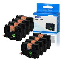 SuperInk 8 Pack Compatible TZ TZe TZe-B51 TZB51 TZ-B51 TZeB51 Label Tape 24mm 1 Inch Black on Fluorescent Orange Laminated use in P-Touch PT-D600 P700 P750W P750WVP P900W P950NW Label Maker