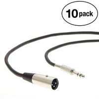 InstallerParts (10 Pack XLR Female to 1/4" Stereo Male Microphone Cable - 6 Feet - Compatible with Amplifiers, Instruments, and More!
